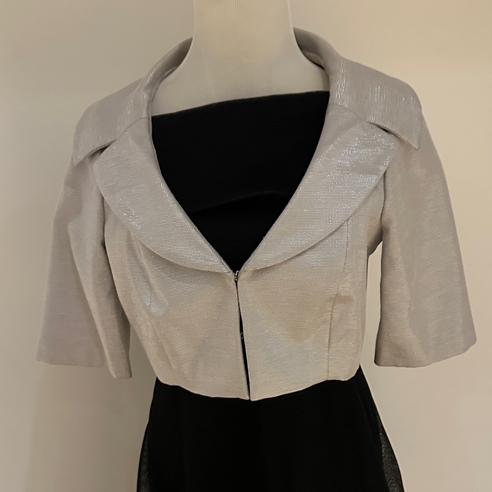Carmen Marc Valvo Shimmering Silver Blazer